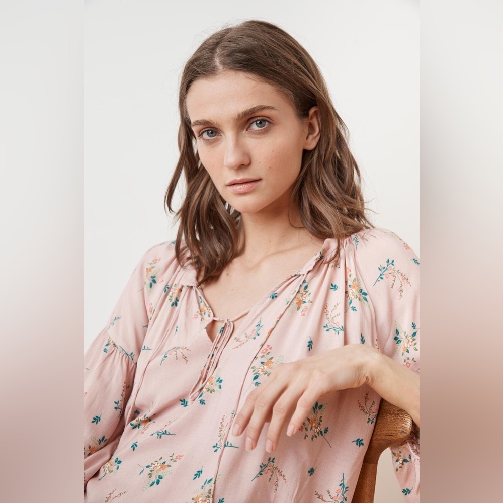 Velvet Sanderine Floral Print Peasant Top - Picture 2 of 9